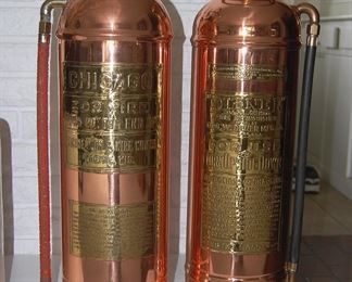 Pair Large Brass Extinguishers