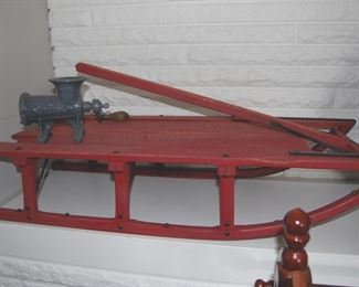 Wonderful Painted Toy Sled & Meat Grinder