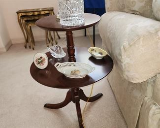 Antique Mahogany 2 Tier Round Side Table
