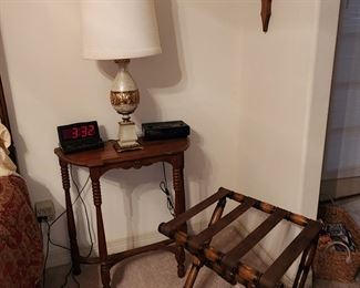 Small Entry Table in Walnut - 2 Alarm Clocks 