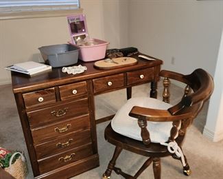 Small Desk with Rolling Office Chair - Makes a Great Vanity 