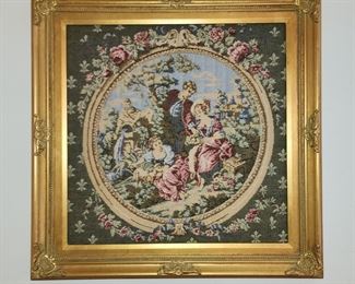 Victorian Tapestry in Gold Gilded Frame
