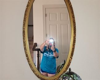 Vintage Gold Oval Wall Mirror