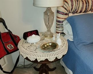 Antique Drum Table - Crystal Table Lamp -Large Dollie