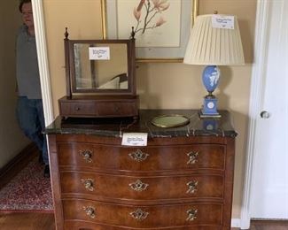 Henredon French style chest with marble top