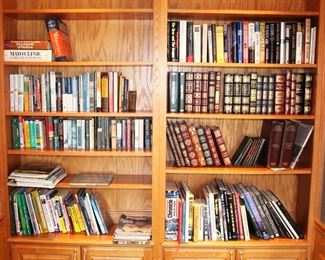 Large amount of books, both hard back and paperback.  Fiction, sporting books, biographies and more.  Classic leather bound books by The Easton Press.
