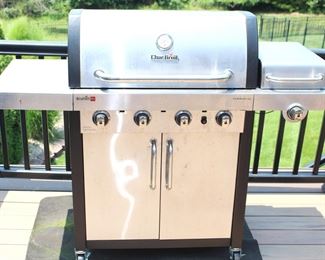 Char Broil four burner and side burner with griddle, Tru Infrared propane grill.
