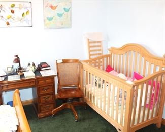 Baby crib by Bonavita Euro Collection, office desk and chair.