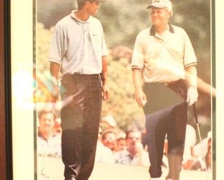 Framed photo of Tiger Woods and Jack Nicklaus. "Changing of the guard".