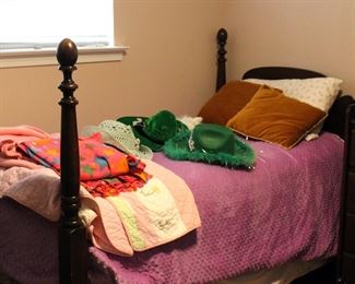 One of a pair of twin beds