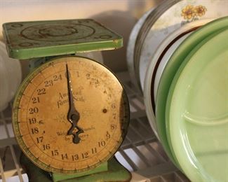 Old green farm scale