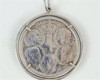 22 Grams Fine 1963 Greece 835 Silver 30 Drachmai Coin Pendant
