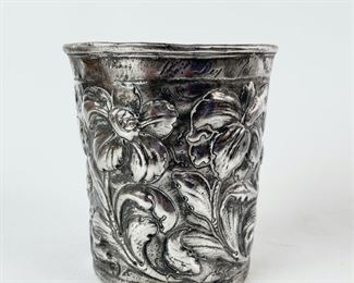 61 Grams Fine Silver Repousse Flower Patterned 3.5� Cup
