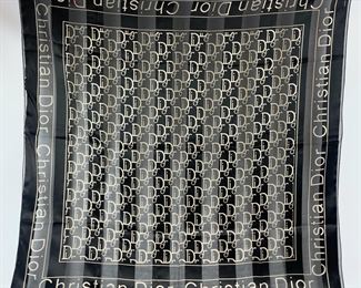 Christian Dior Black Monogram Silk Scarf
