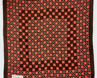 Yves Saint Laurent YSL Brown & Orange Silk Scarf
