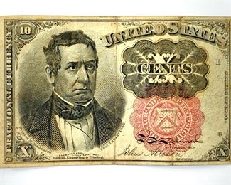 US 1874 5th Series 10 Cents Fractional Currency Red Seal Banknote
