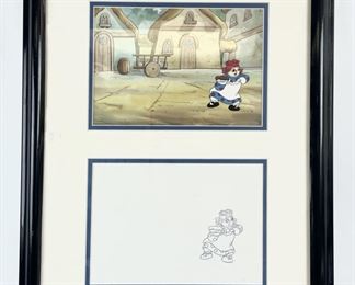 The Adventures Of Raggedy Ann Doll Original Cel Episode 6, Scene 344/A5 The Random Of Sunny Bunny W/ Certificate Of Authenticity CBS Entertainment Framed
