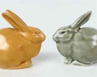 Two 2012 Rookwood Art Pottery Bunny Rabbits 6160
