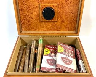 Fine Birds Eye Burlwood Veneer 12.5x9x5in Humidor Full of Cigars

