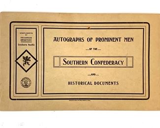 Vintage Southern Confederacy Autographs of Prominent Men of The Southern Confederacy and Historical Documents Booklet
