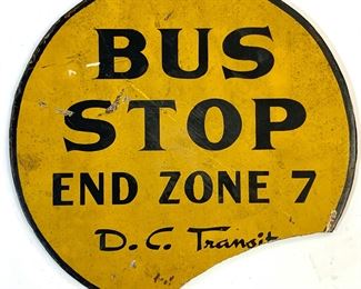 Vintage DC Transit Cast Iron Bus Stop Sign
