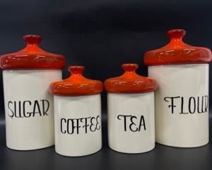 MCM MUSHROOM LIDDED CERAMIC CANISTERS
