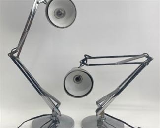 Fantastic pair MCM PATENTS PEND CHROME ADJUSTABLE PAIR OF DESK LAMPS
