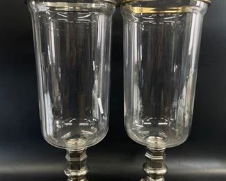 Ralph Lauren CHROME Glass Candle Stick Holders
