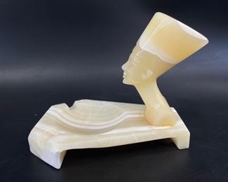 Alabaster Queen Nefertiti Bust Ashtray

