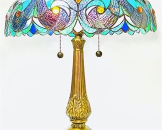 Dale Tiffany Glass Brass Table Lamp
