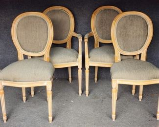4 French style Upholstered carved wood side Chairs
