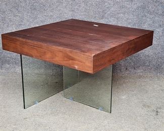 2015 MCM style Wood & Glass Base Side Table
