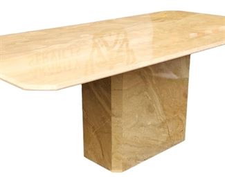 Mid Century Modern Kelly Wearstler Style Marble Top 2 Piece Dining Table High Gloss Finish Marble
