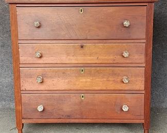 Antique Dovetailed Stained Pine 4 Drawer Chest

