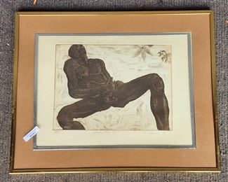 1976 Don Azdenn Pencil Signed Erotic Print Framed Titled Masturbating
