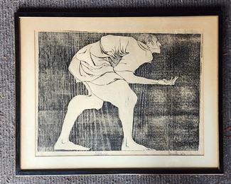 1963 Signed Wood Cut on Paper #1 Monotype
