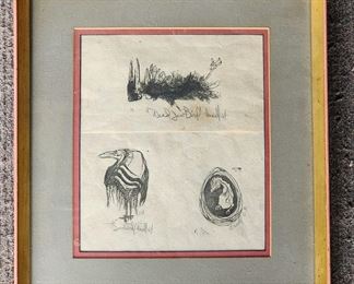 1963 Wood Cut Print Framed
