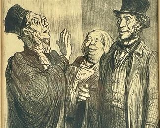 Honore� Daumier signed Caricature Print
