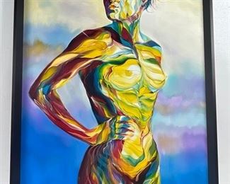 Cathee Clauson Original Framed Multicolor Female Nude Acrylic on Board
