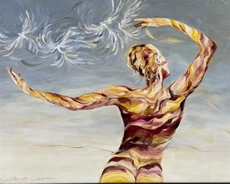 Cathee Clauson Surrender  Original Multicolored Nude Acrylic on Board/Wood
