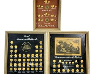 Buttons of The Civil War, Great American Railroads, & Battle of Bunker Hill Commemorative Collection Framed Button Collections
