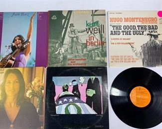 Vintage Joan Baez Blessed Are, Diamonds and Rust, and Heres To Life, Kurt Weill in Berlin and Hugo Montenegro and His Orchestra Vinyl Records
