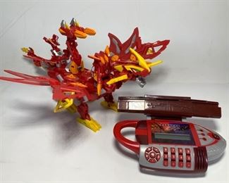 2010 Sega Toys Bakugan Dragonoid Colossus and 2009 Spin Master Bakugan Baku Gauntlet Wrist Score Calculator - Missing Strap
