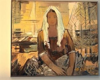 Woman by the Sea, Large Original Oil by Latvian Artist, Anna Darzina