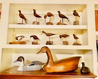Mid century hand carved shorebirds 