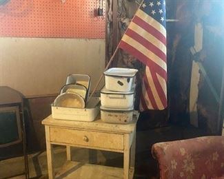 Enameled Dishes (table and flag are sold)