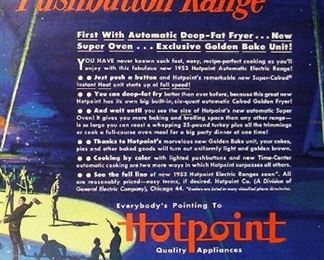 1953 Ad Hotpoint Pushbutton Range