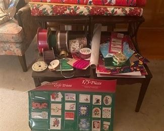 Christmas Wrapping Paper, Ribbon, Name Tags, and Bags