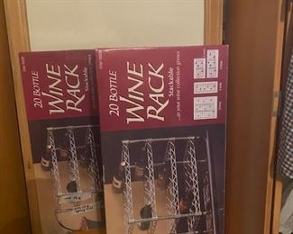 New Never Used Two Chrome Wine Racks each hold 20 bottles of wine (sold separately or as a pair)