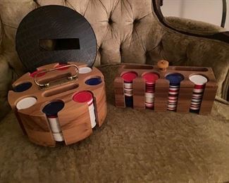 Round Poker Chips with Cover and Long Poker Chips with Bakelite Knob 